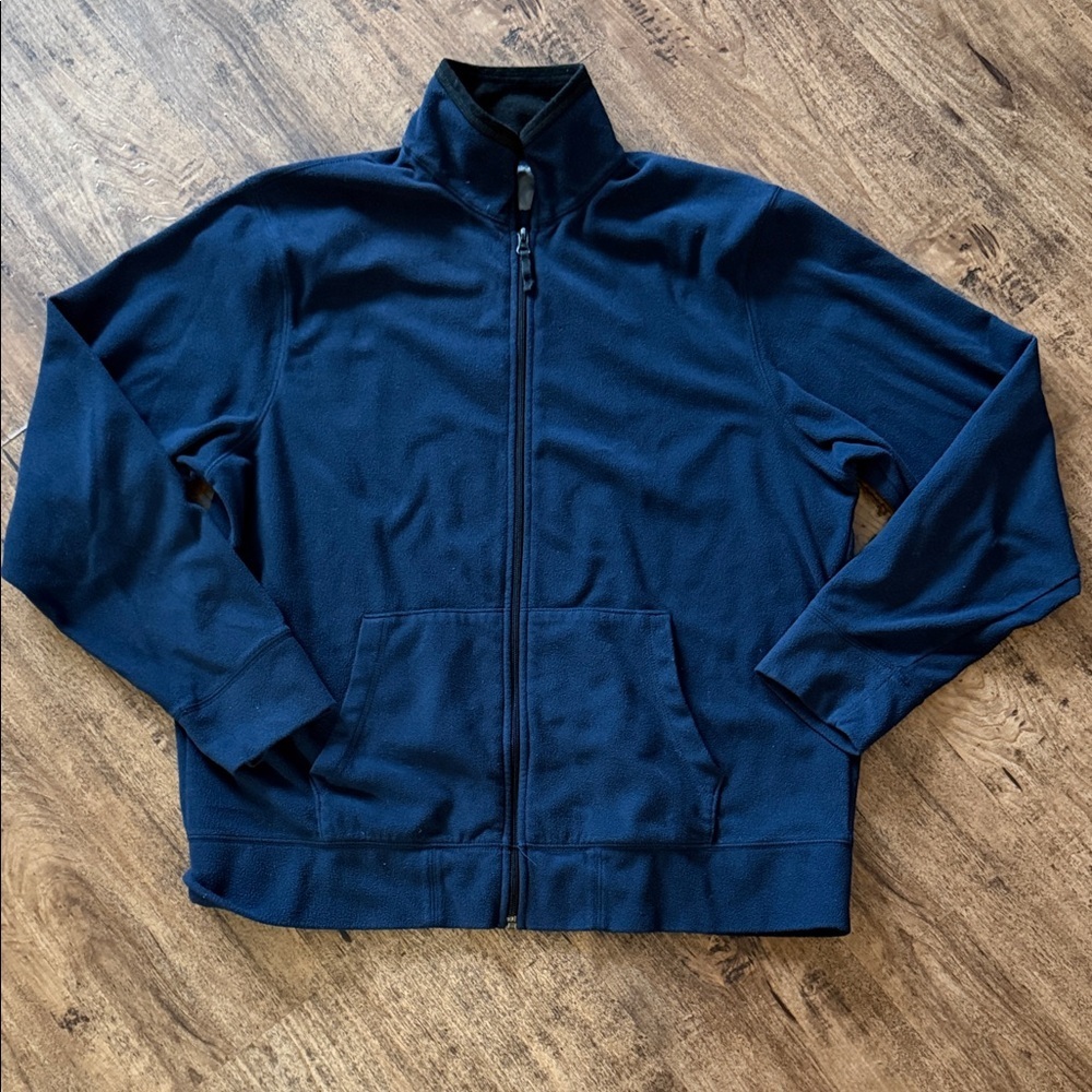 Men's Navy Black Trimmed Full-Zip Fleece XL